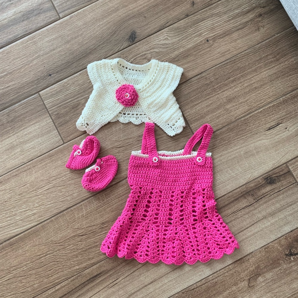 Small shop crocheted baby girl outfit